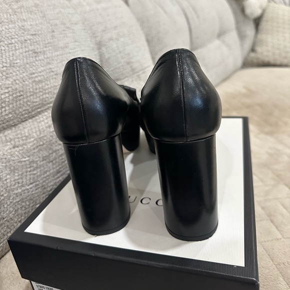 Gucci Black Platform Heels with Gold Accents - Picture 4 of 6